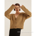 Regular Collarless Long Cardigan Crochet Women Sweater Coat